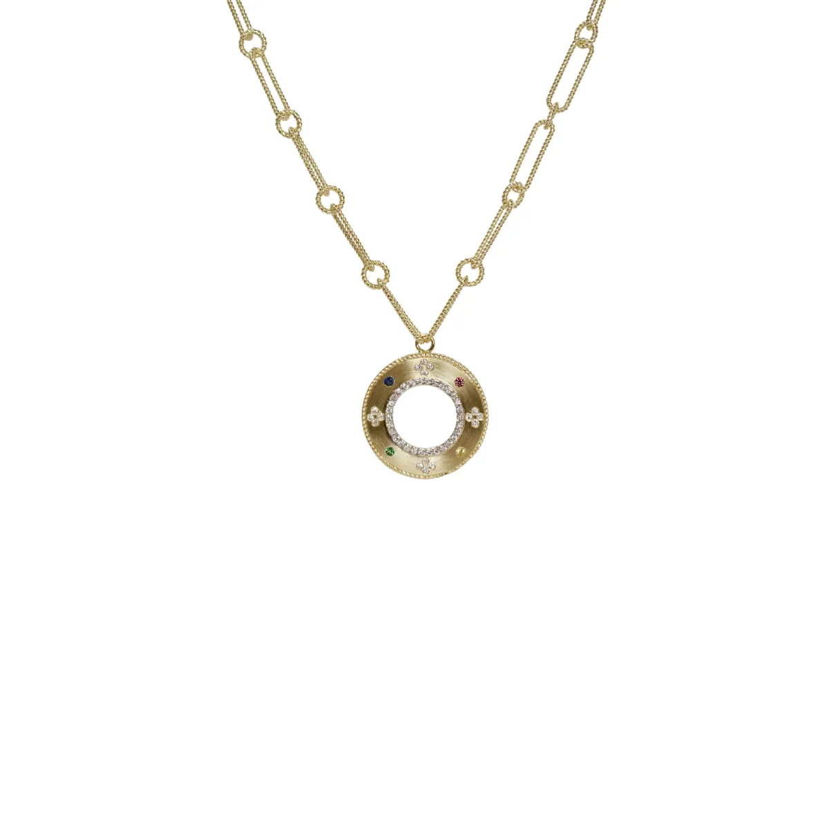 14k Yellow Gold Open Circle Pendant Necklace