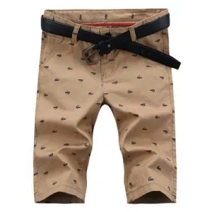 Allover Print Casual Bermuda Shorts - Light Khaki 36