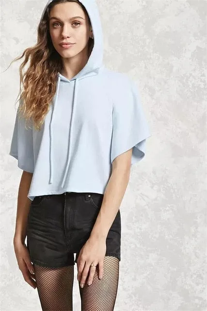 Batwing Hoodie Crop Tops (Plus Size)
