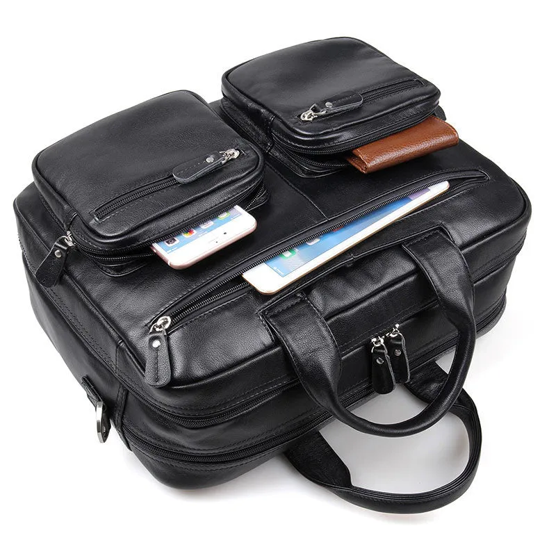 Big Capacity Laptop Messenger Bag Business Briefcase Men Leather Bags Side Bags 7231