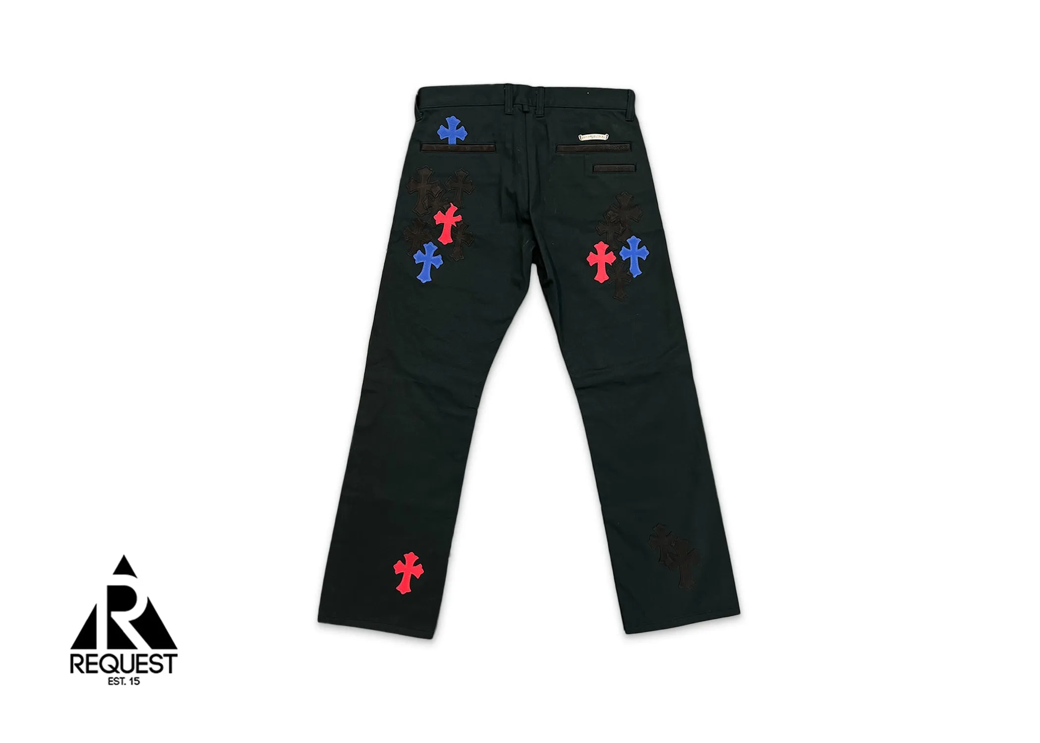 Black Carpenter Pants "Blue Red Black Crosses V2"