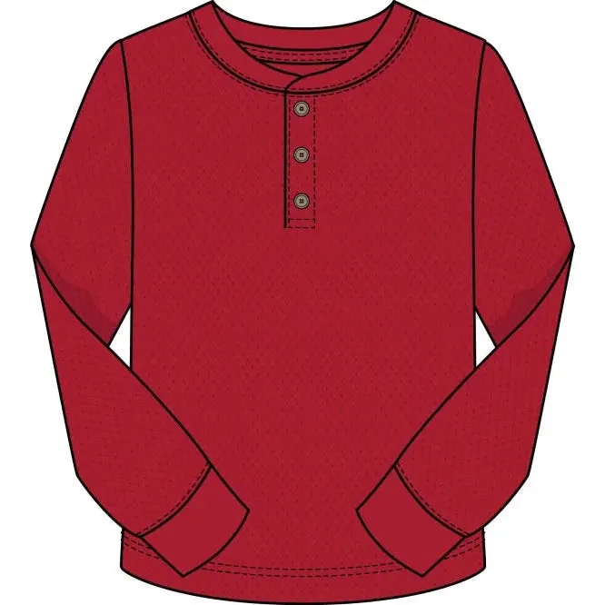 CR Sports Red Basic Thermal Henley Top