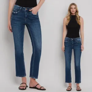Flying Monkey Mid Rise Straight Crop Jeans - Medium Wash