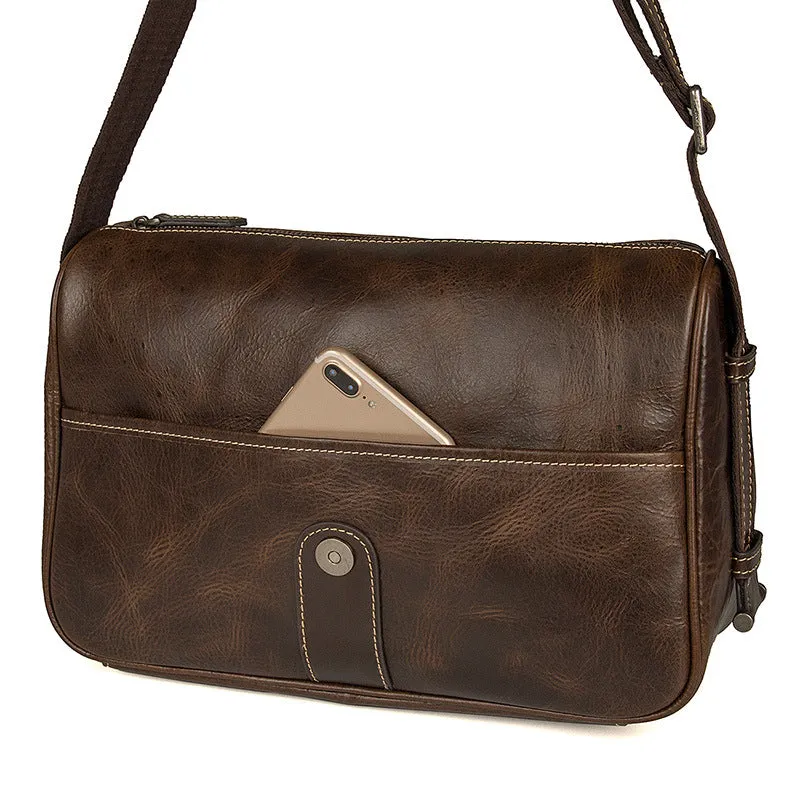 Full Grain Leather Messenger Bag, Mens Messenger Bag, Crossbody Shoulder Bag