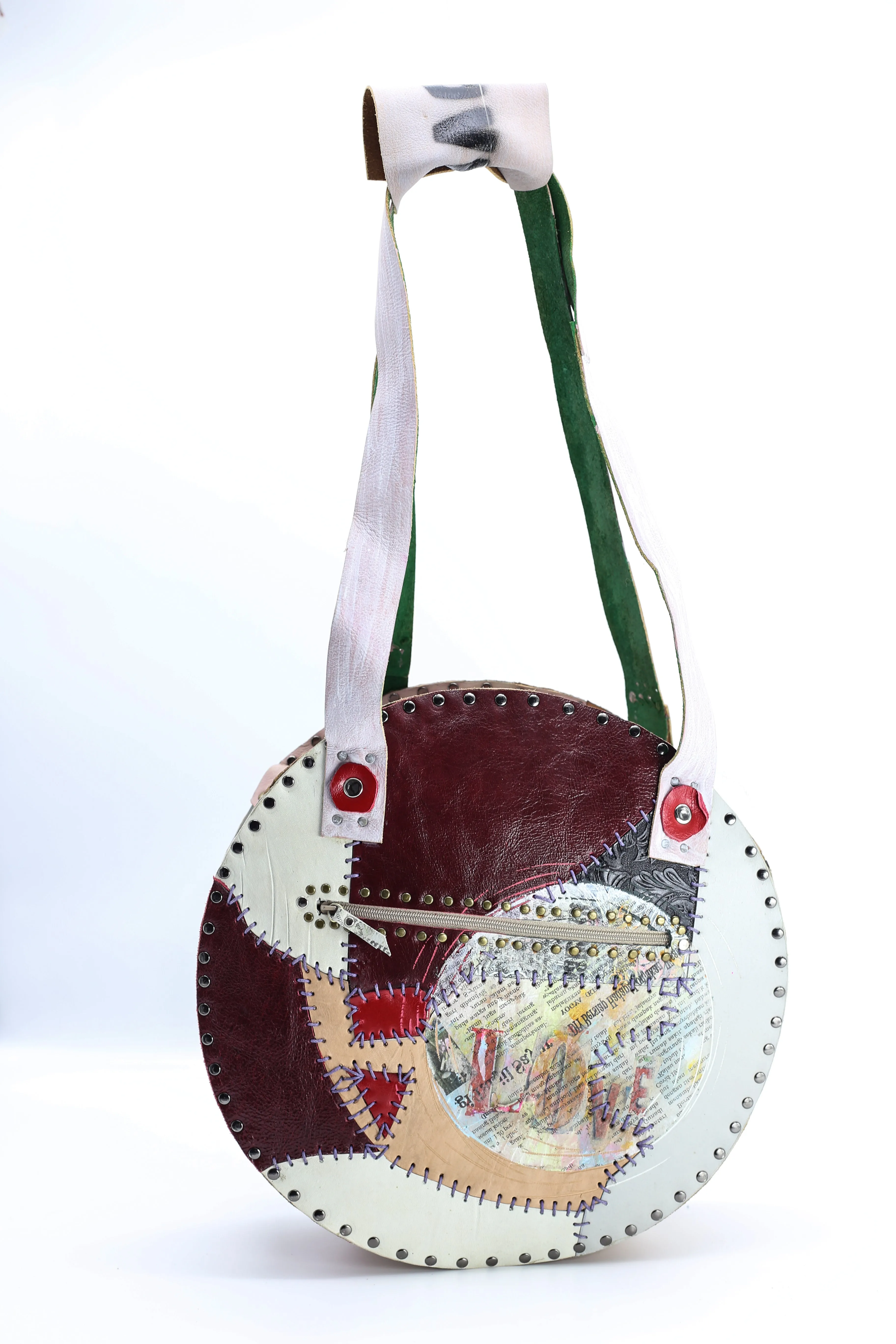 Hand Crafted Round Hand Bag With LOVE From Recycled Leather