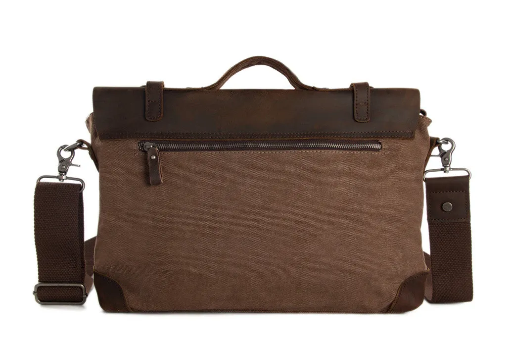 Handmade Canvas Leather Messenger Bag Laptop Shoulder Bag Briefcase 6896