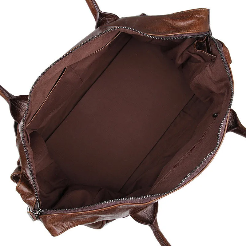 Handmade Top Grain Leather Travel Duffle Bags Designer Overnight Bag Men's Gym Bag