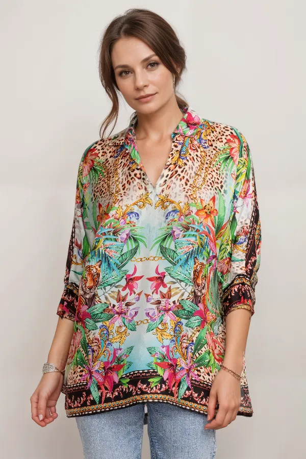 Johnny Was Aviina Silk  Tunic C20724 Boho Chic