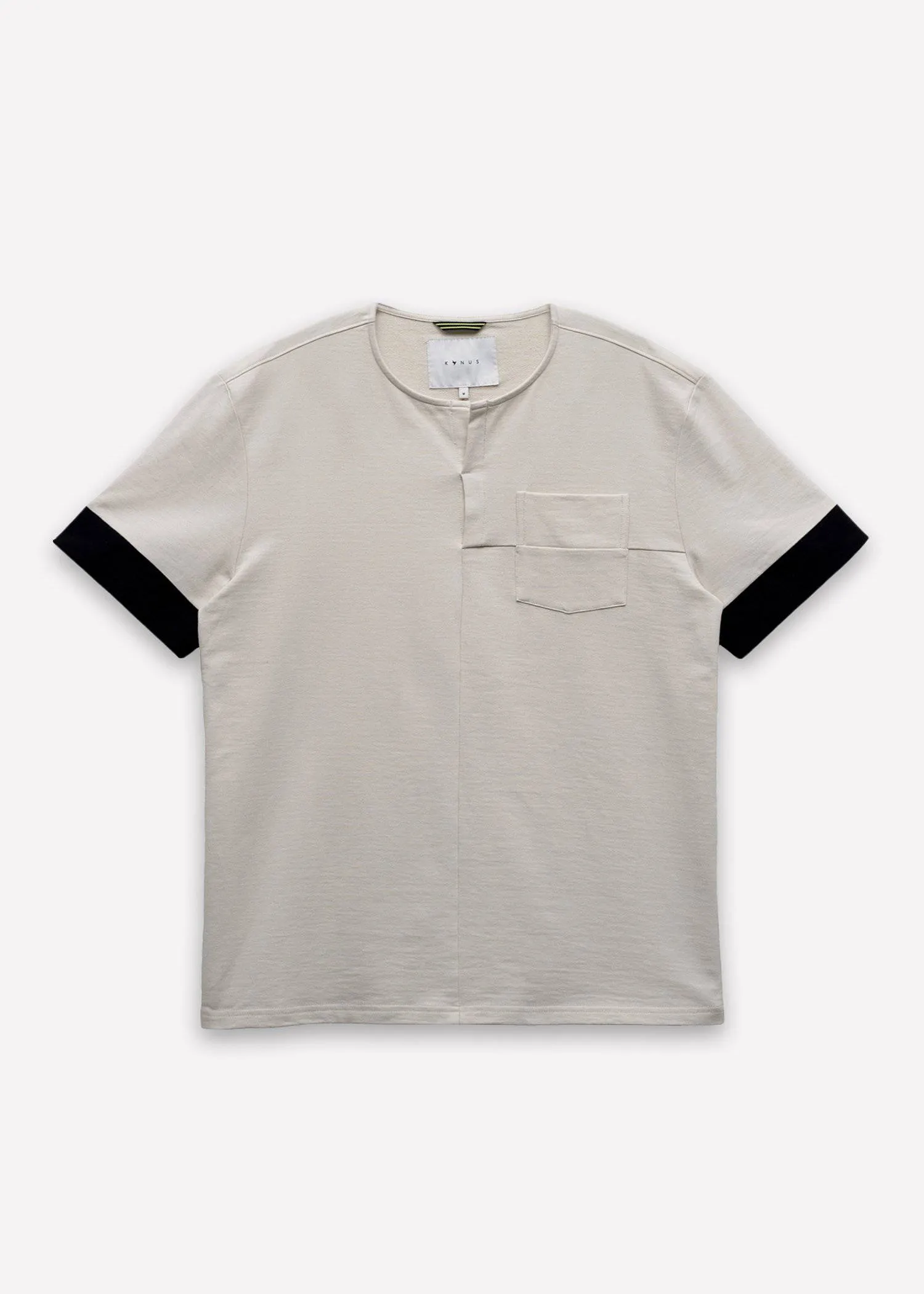 Konus Men's Ss Henley Tee / Owen In Beige
