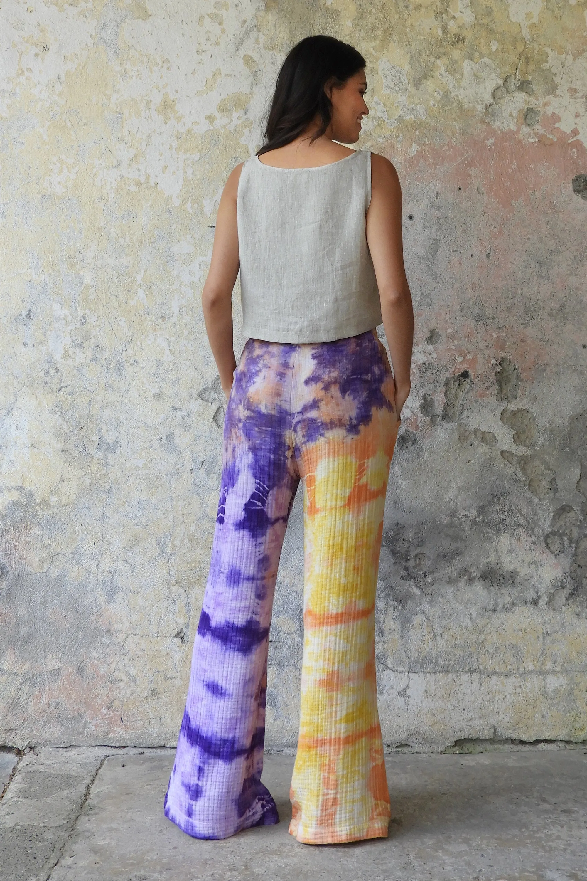 PALAZZO Women's Tie-Dye 4Layer Organic Gauze Cotton Pants