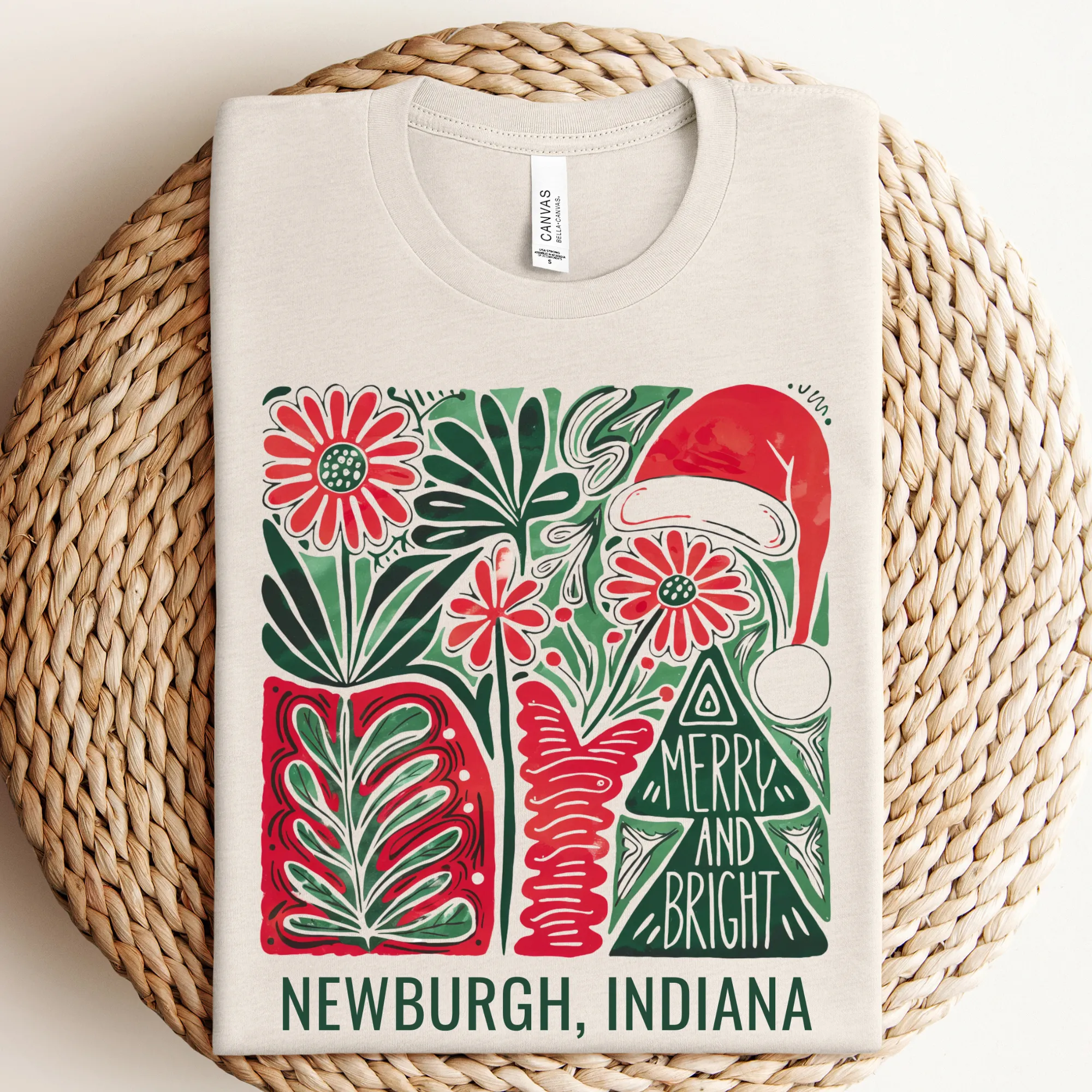 Pendleton Indiana Boho Christmas Graphic Tee: Light Beige