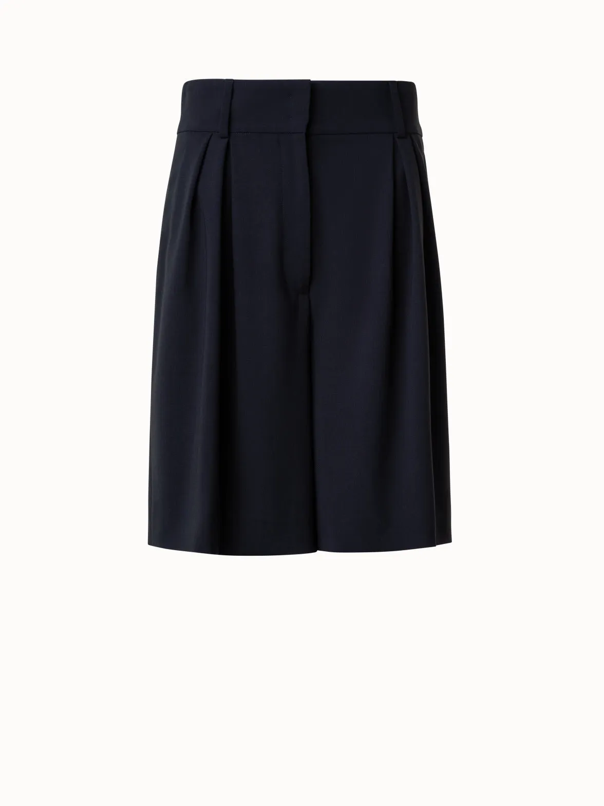 Pleated Cool Wool Bermuda Shorts