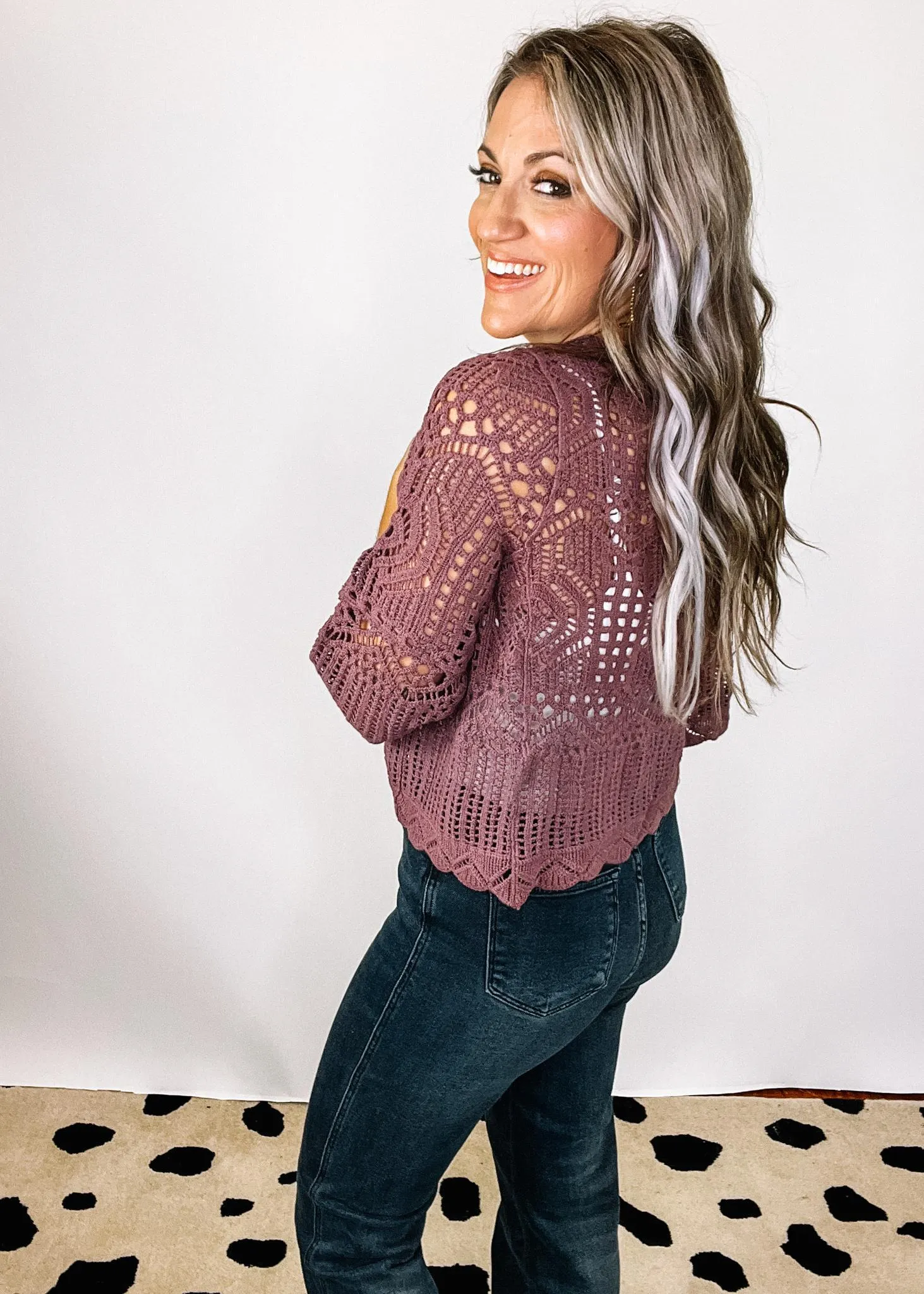 Purple Knit Front Drawstring Top