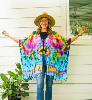 Radiant Waves Tie Dye Poncho Cardigan Cover Up