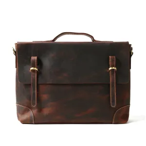ROCKCOW Crazy Horse Leather Laptop Messenger Bag, Business Briefcase, Men's Bag 0341