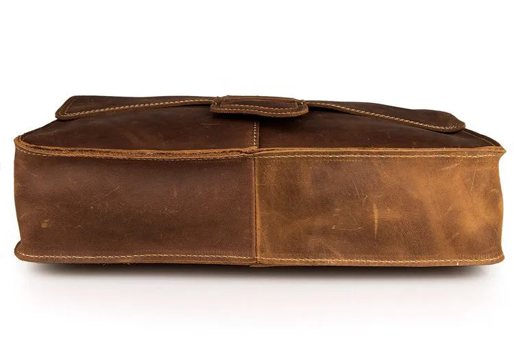 Rockcow Crazy Horse Leather Messenger Bags Men's Vintage Shoulder Bags Leather Cross Body Bag 7263