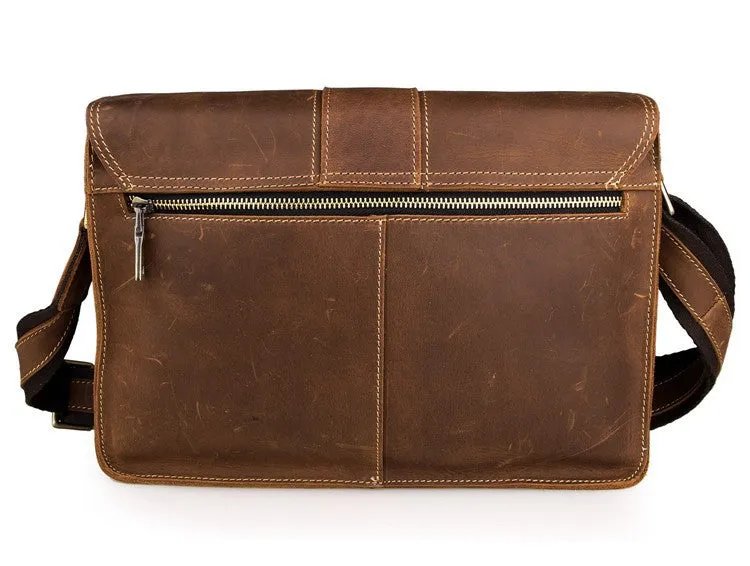 Rockcow Crazy Horse Leather Messenger Bags Men's Vintage Shoulder Bags Leather Cross Body Bag 7263