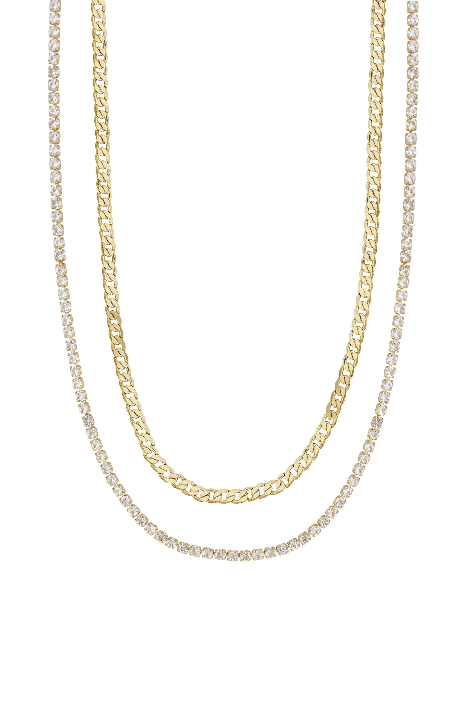 Simple Crystal and Chain Necklace Set