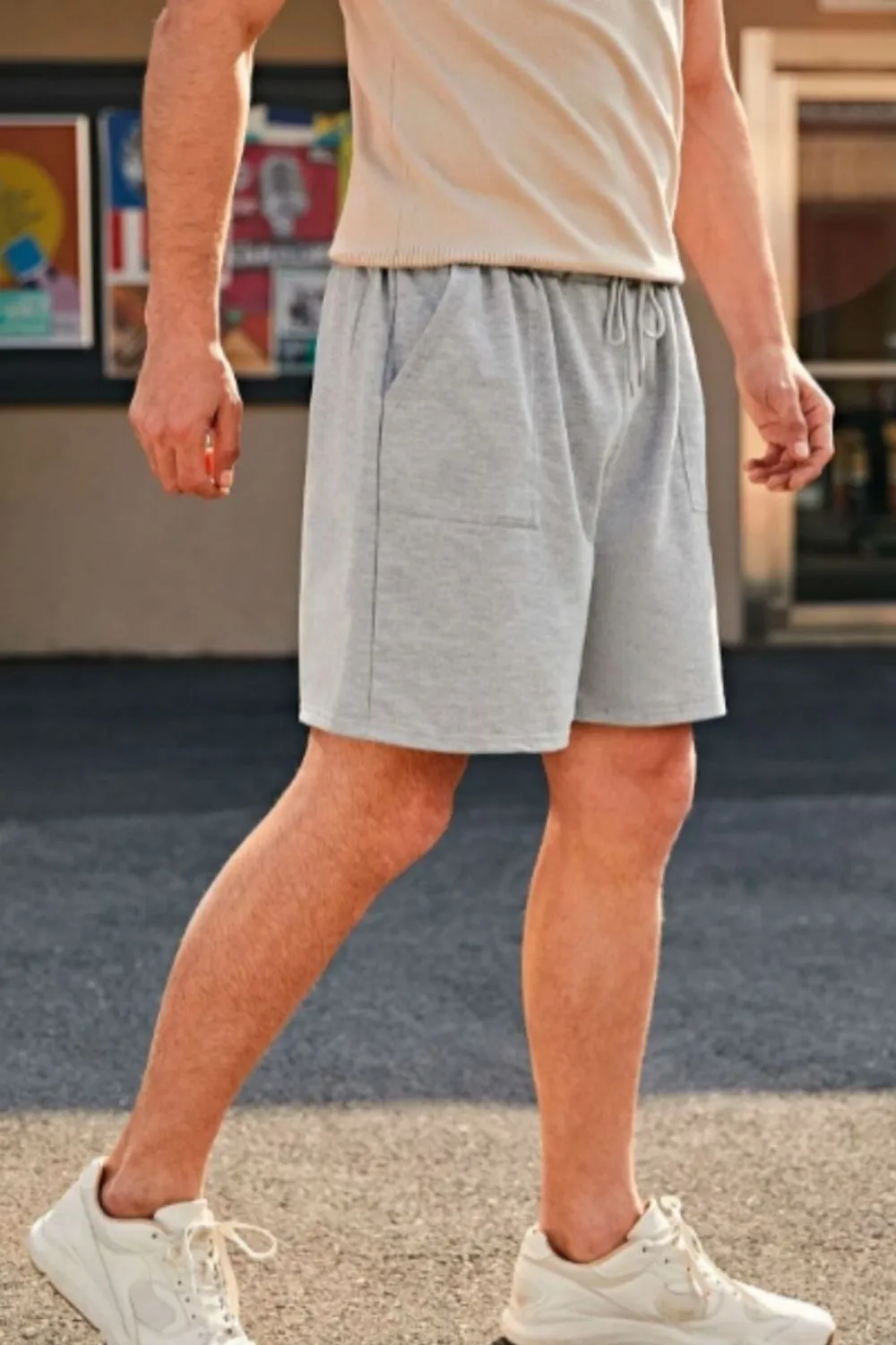 Slant Pockets Drawstring Bermuda Shorts