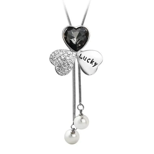 Women Pendant Flower Necklace Female Long Winter Sweater Chain