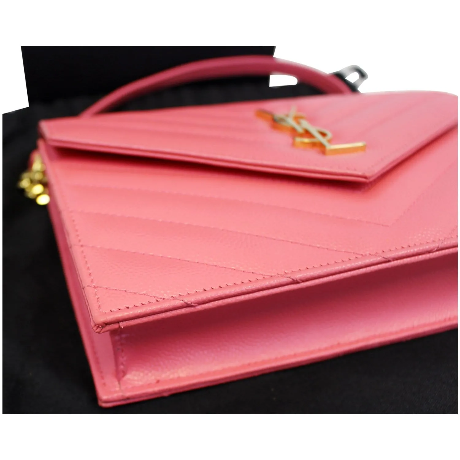 YVES Saint Laurent Monogram Matelasse Wallet-on-A-Chain Crossbody Bag Pink
