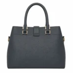 Bagzo Leather Top Handle Satchel Handbag Charcoal Gray - Image 2