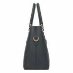 Bagzo Leather Top Handle Satchel Handbag Charcoal Gray - Image 3