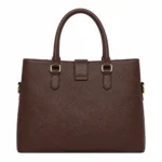 Bagzo Leather Top Handle Satchel Handbag Dark Brown - Image 2