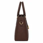 Bagzo Leather Top Handle Satchel Handbag Dark Brown - Image 3