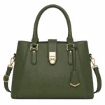Bagzo Leather Top Handle Satchel Handbag Olive Green