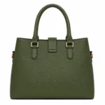 Bagzo Leather Top Handle Satchel Handbag Olive Green - Image 2