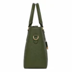 Bagzo Leather Top Handle Satchel Handbag Olive Green - Image 3