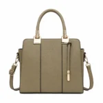 Bagzo Leather Top Handle Satchel Handbag Olive Taupe