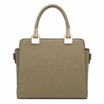 Bagzo Leather Top Handle Satchel Handbag Olive Taupe - Image 2