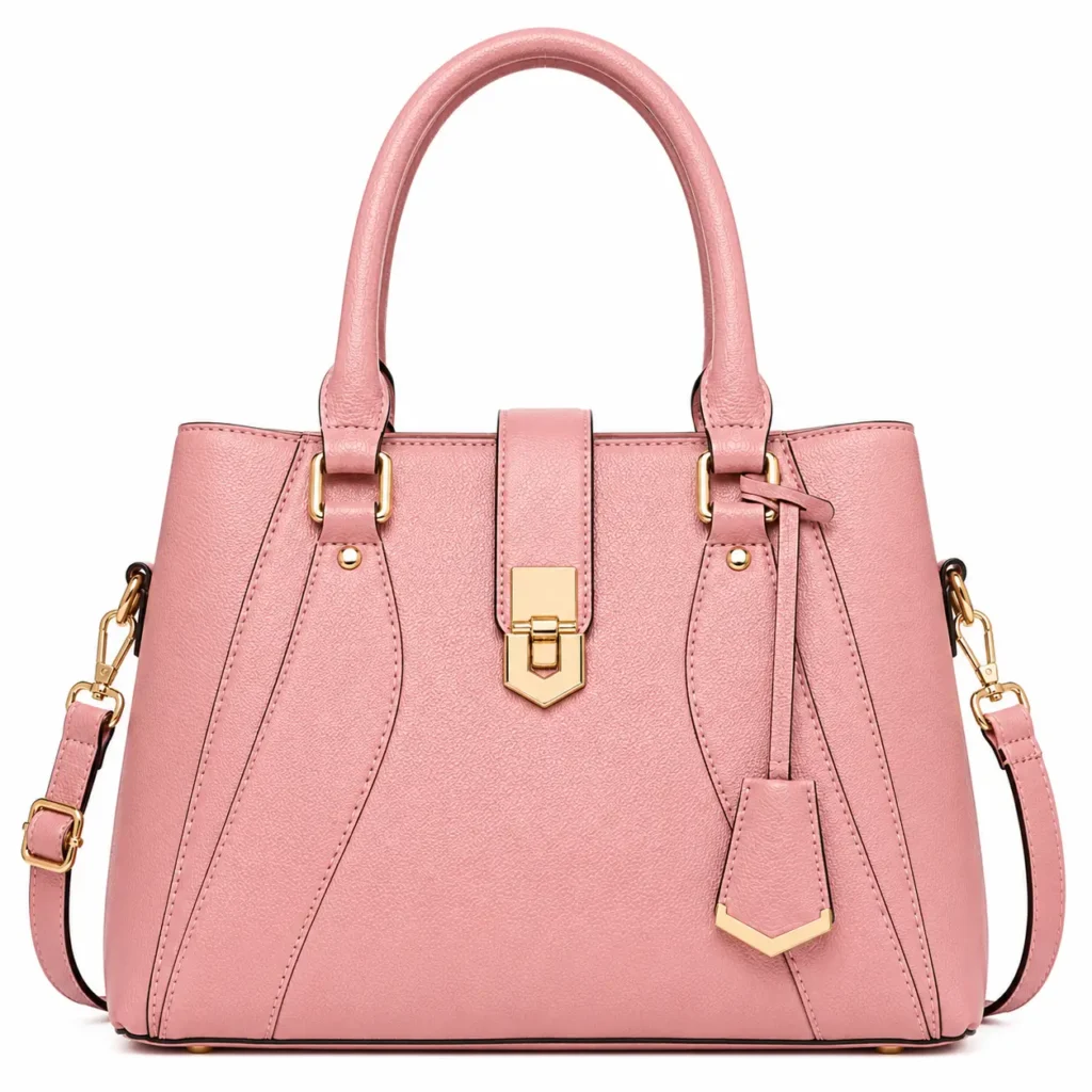 bagzo leather top handle satchel handbag soft pink