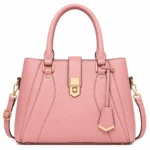 Bagzo Leather Top Handle Satchel Handbag Soft Pink