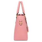Bagzo Leather Top Handle Satchel Handbag Soft Pink - Image 3