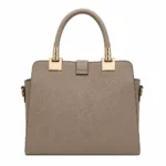 Bagzo Leather Top Handle Satchel Handbag Taupe - Image 2